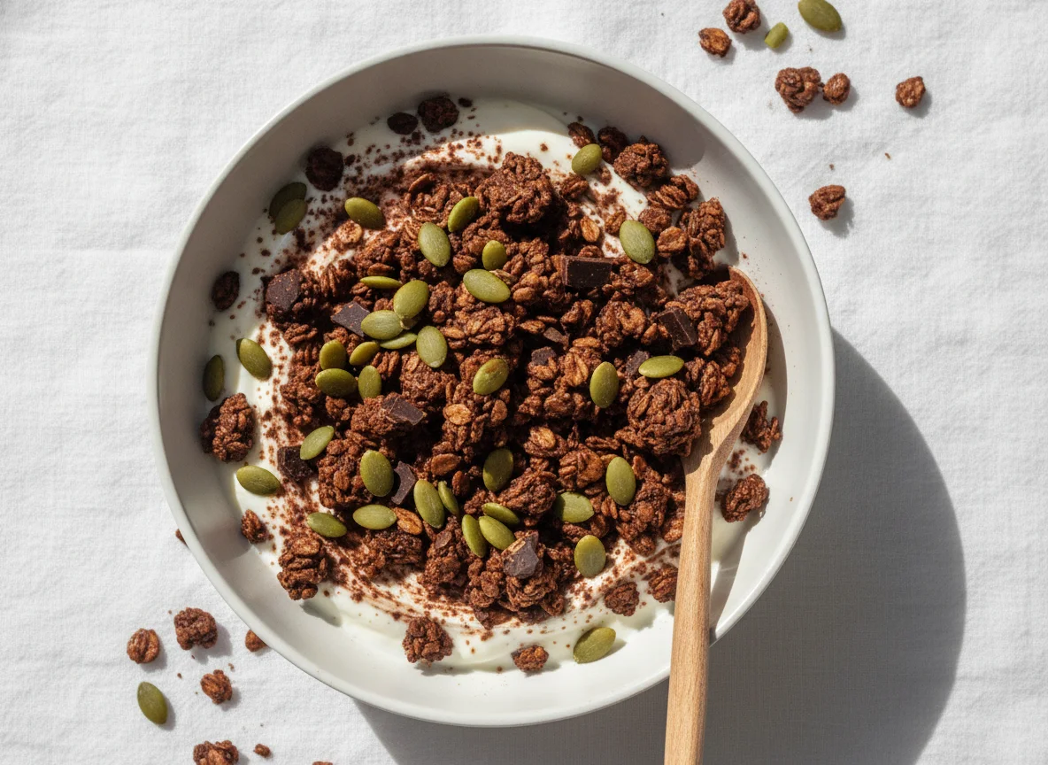Chocolate Granola with Yogurt photo