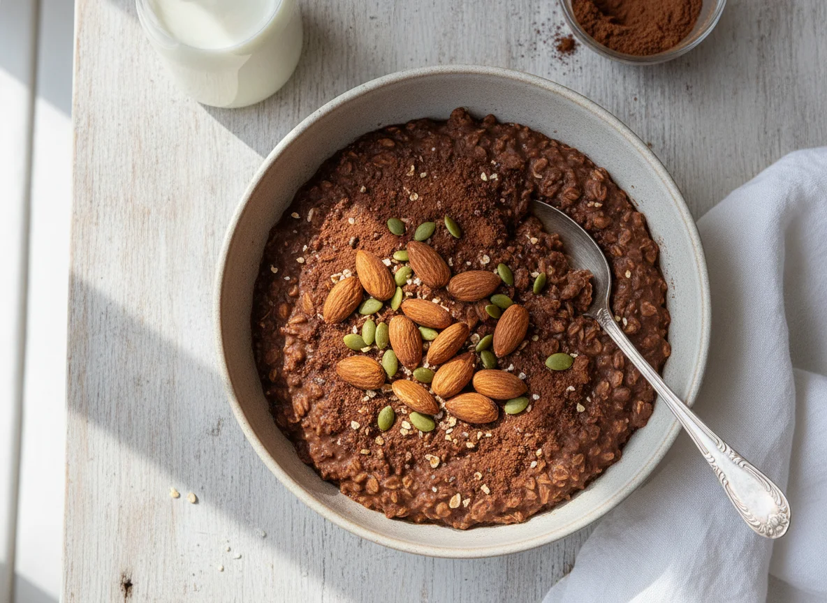Chocolate Overnight Oats with Almonds and Seeds photo