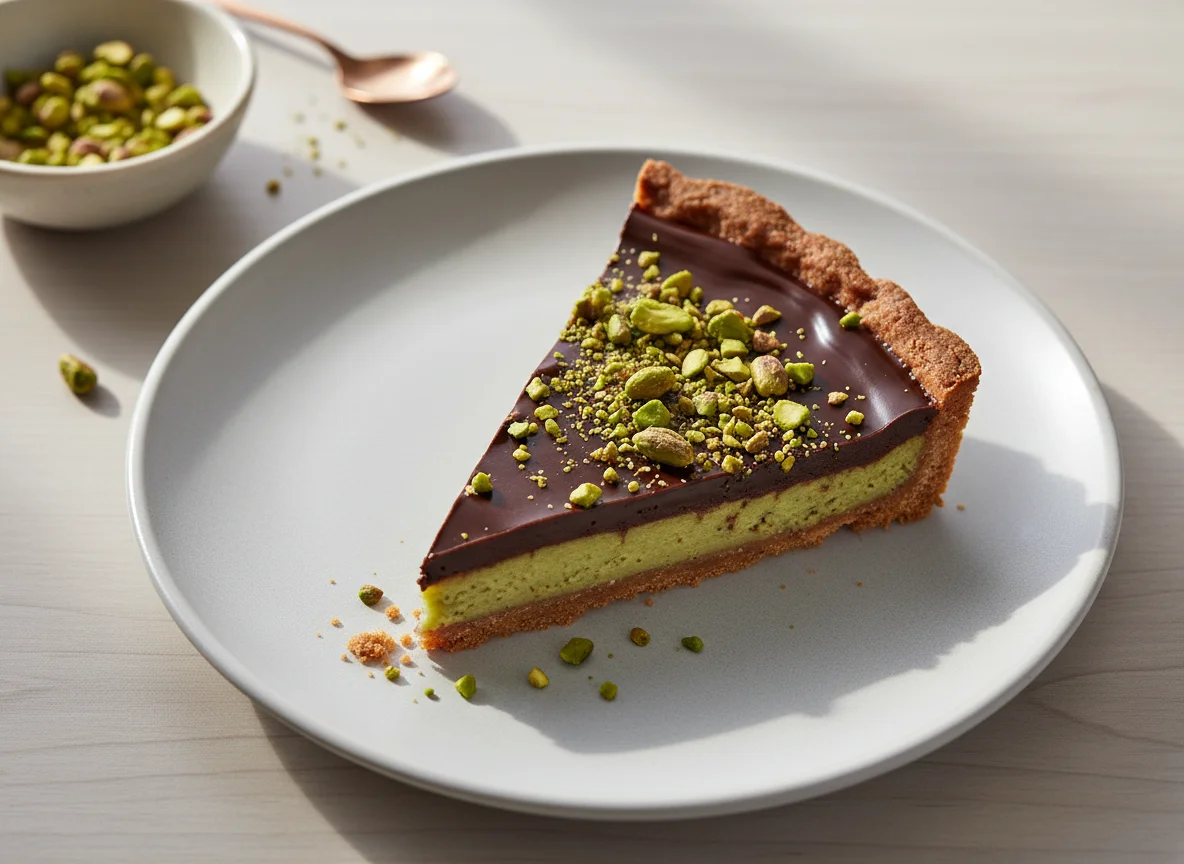 Chocolate Pistachio Tart Slice photo