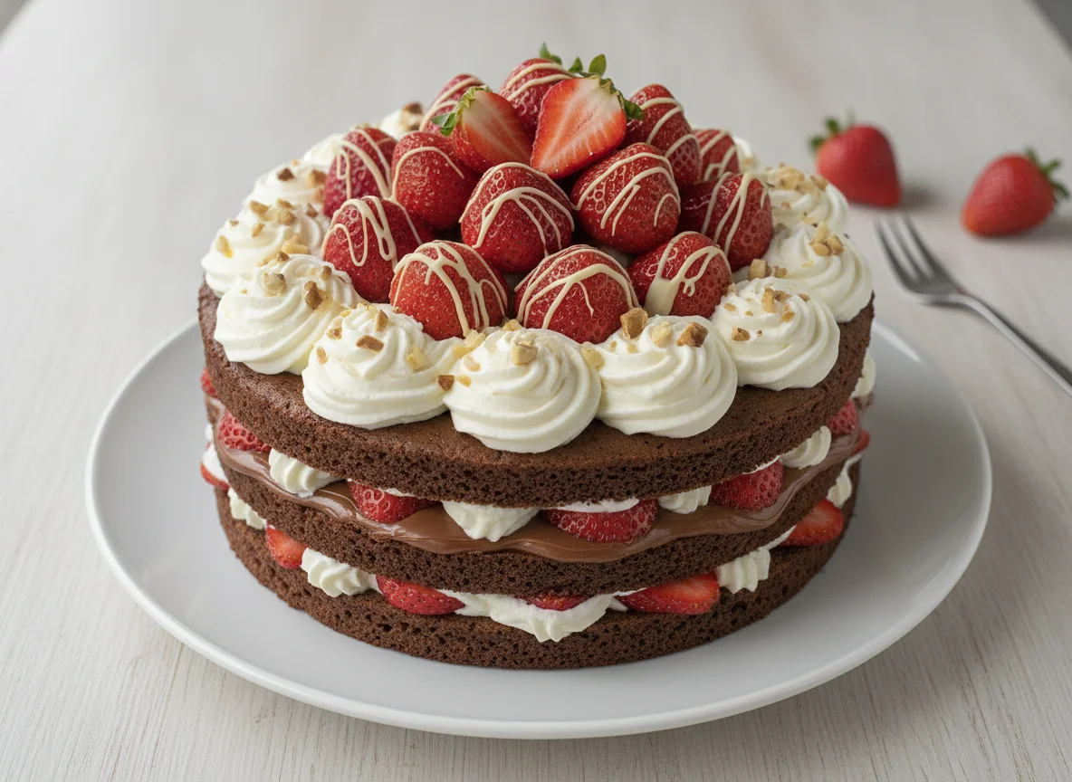 Chocolate Strawberry Cream Cake photo