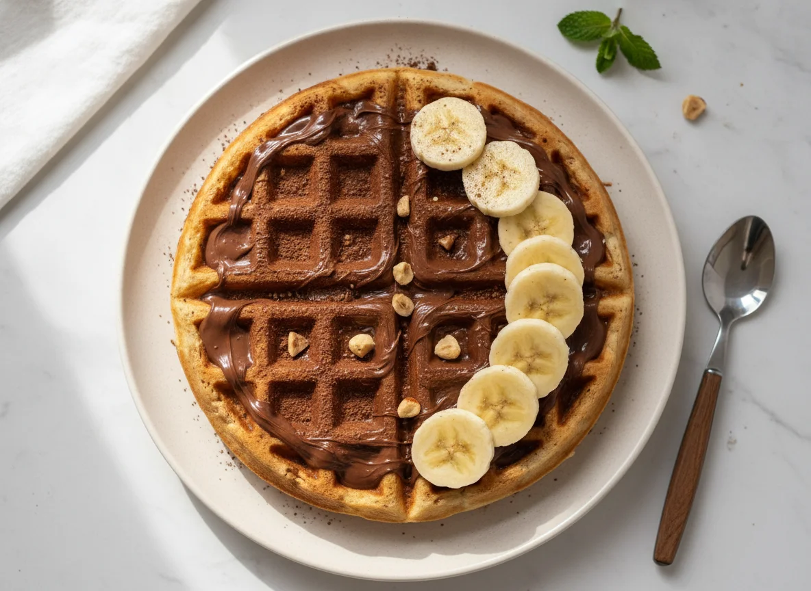 Chocolate Waffle with Banana photo