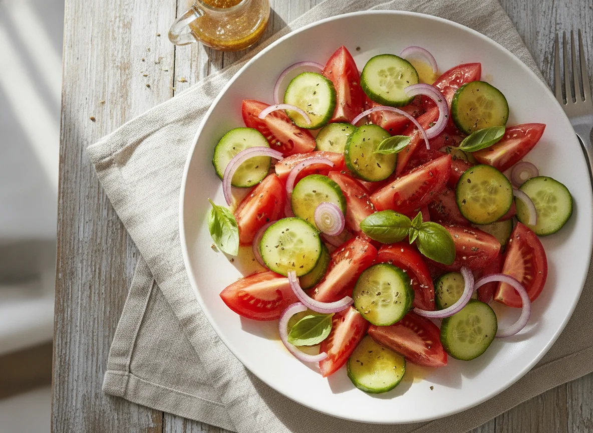 Chopped vegetable salad photo