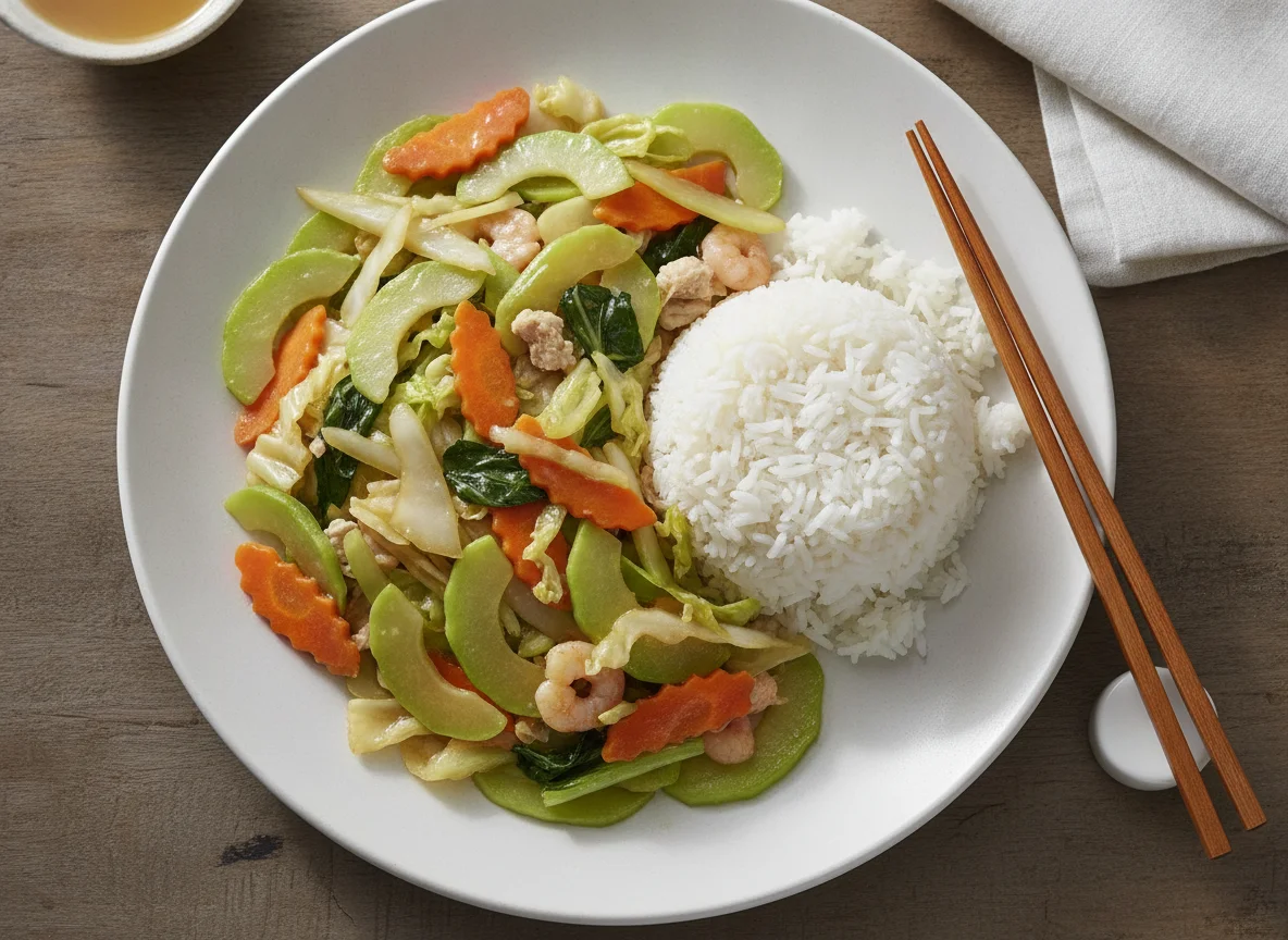 Chopsuey with White Rice photo