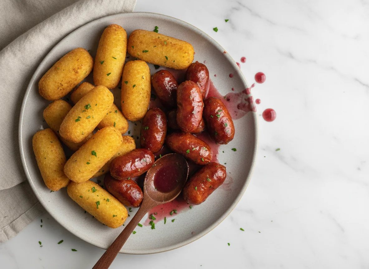Chorizo in Red Wine and Potato Croquettes photo