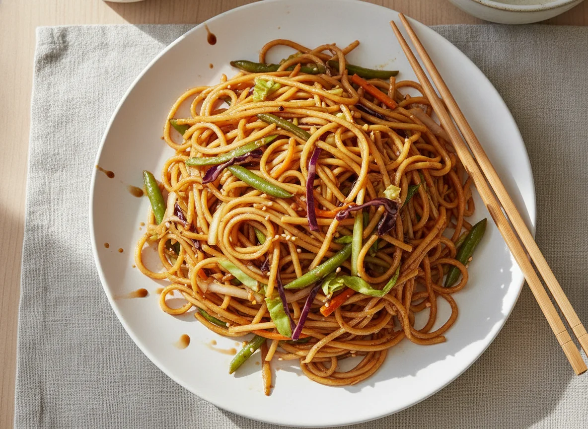 Chow mein noodles photo