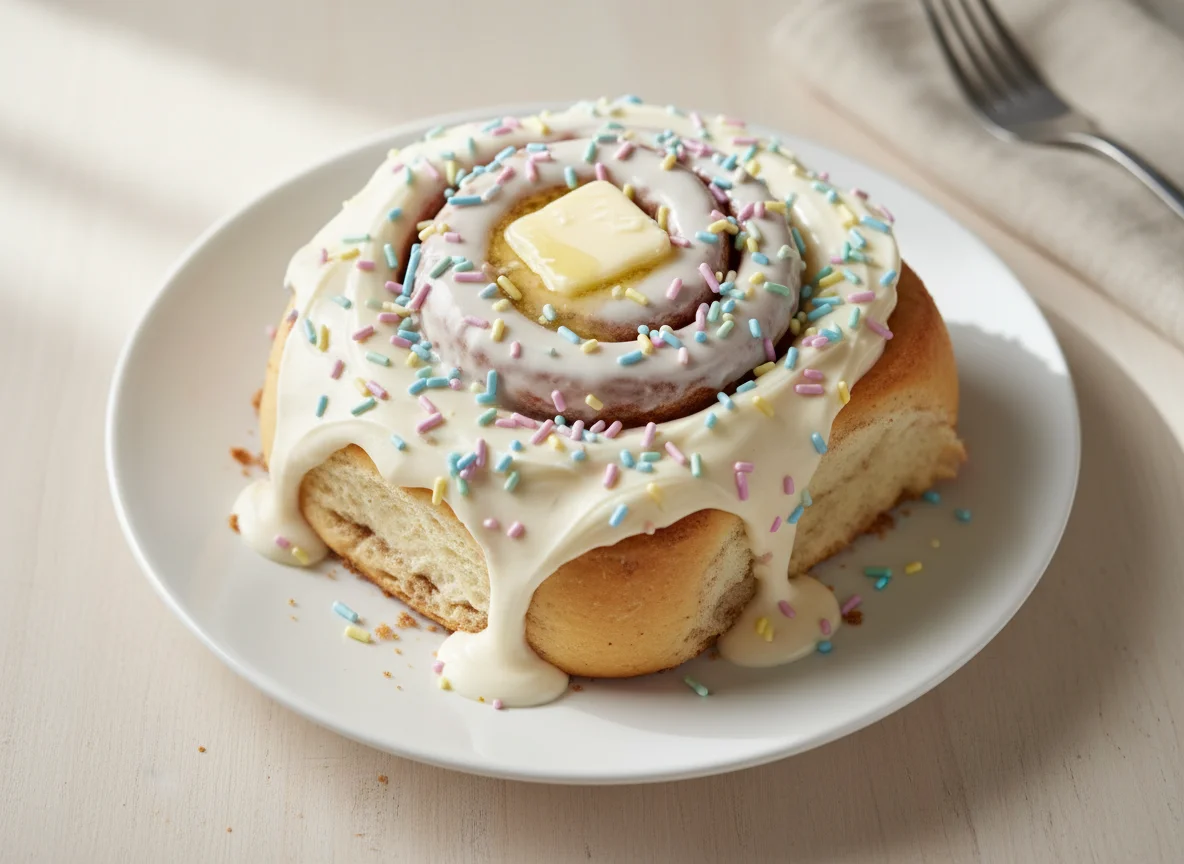 Cinnamon Roll with Sprinkles and Butter photo