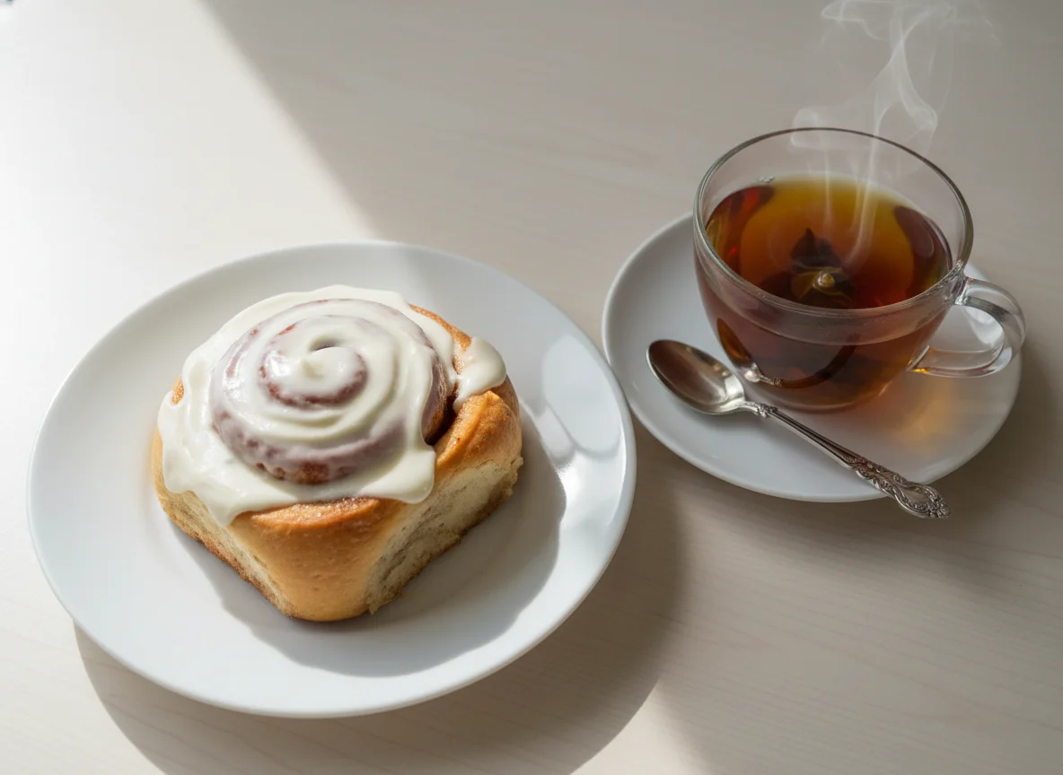 Cinnamon Roll with Tea photo