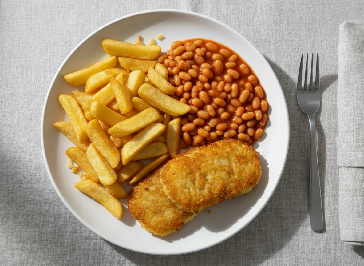 Classic British Fry-Up Style Meal photo