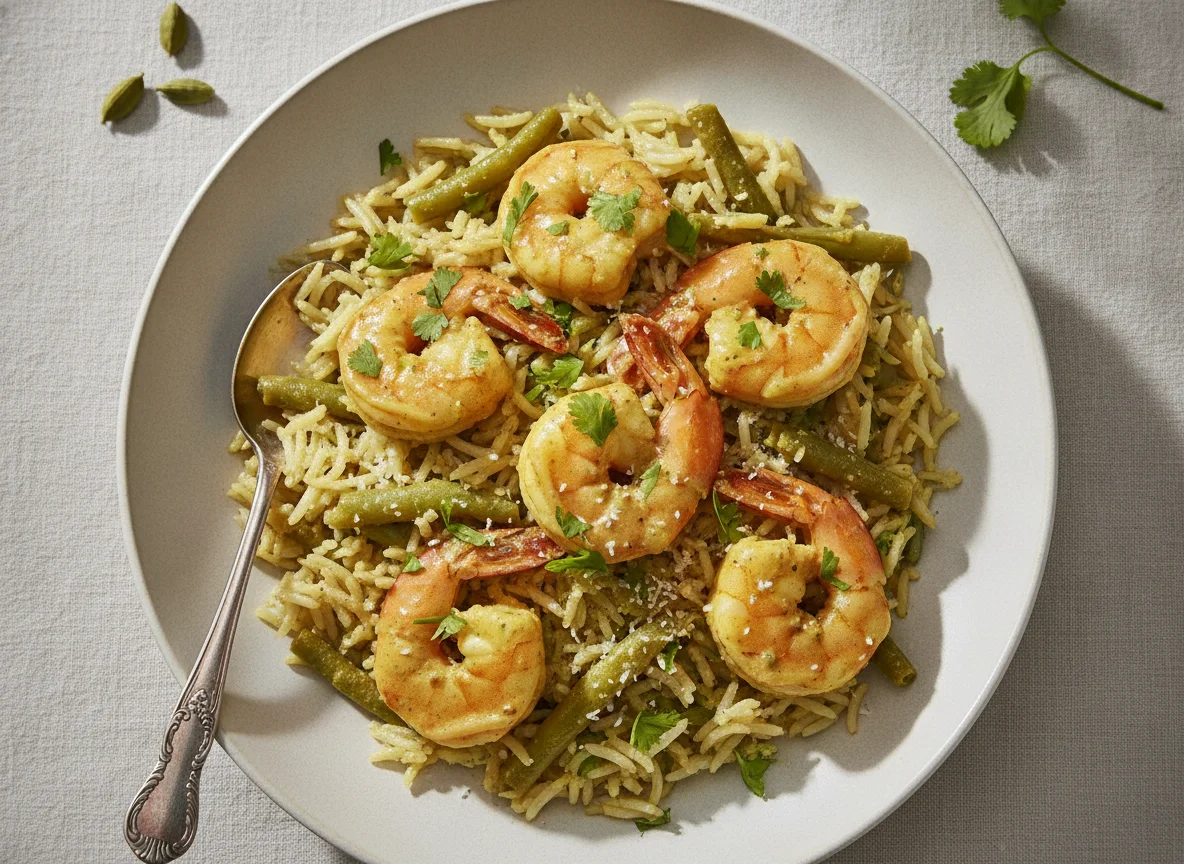 Classic King Prawn Korma With Cardamom Rice photo