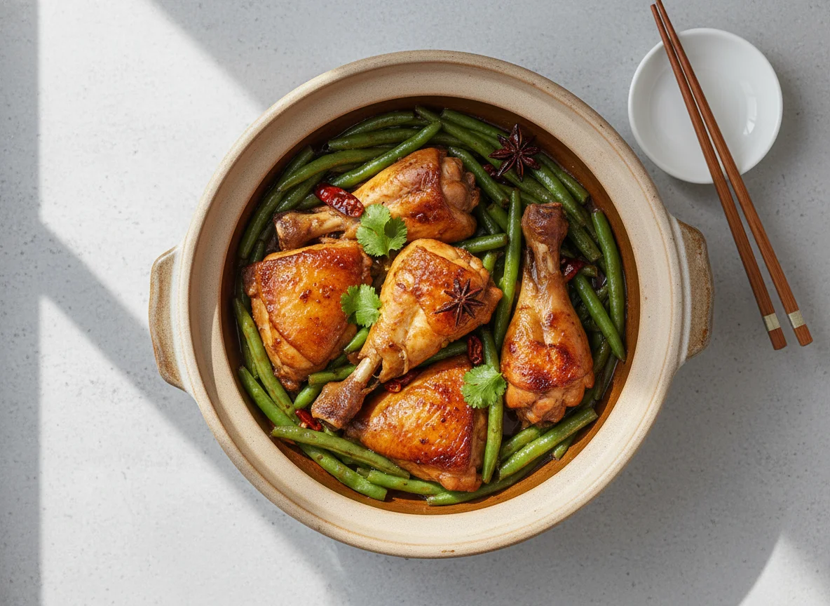 Claypot Braised Chicken with Green Beans photo