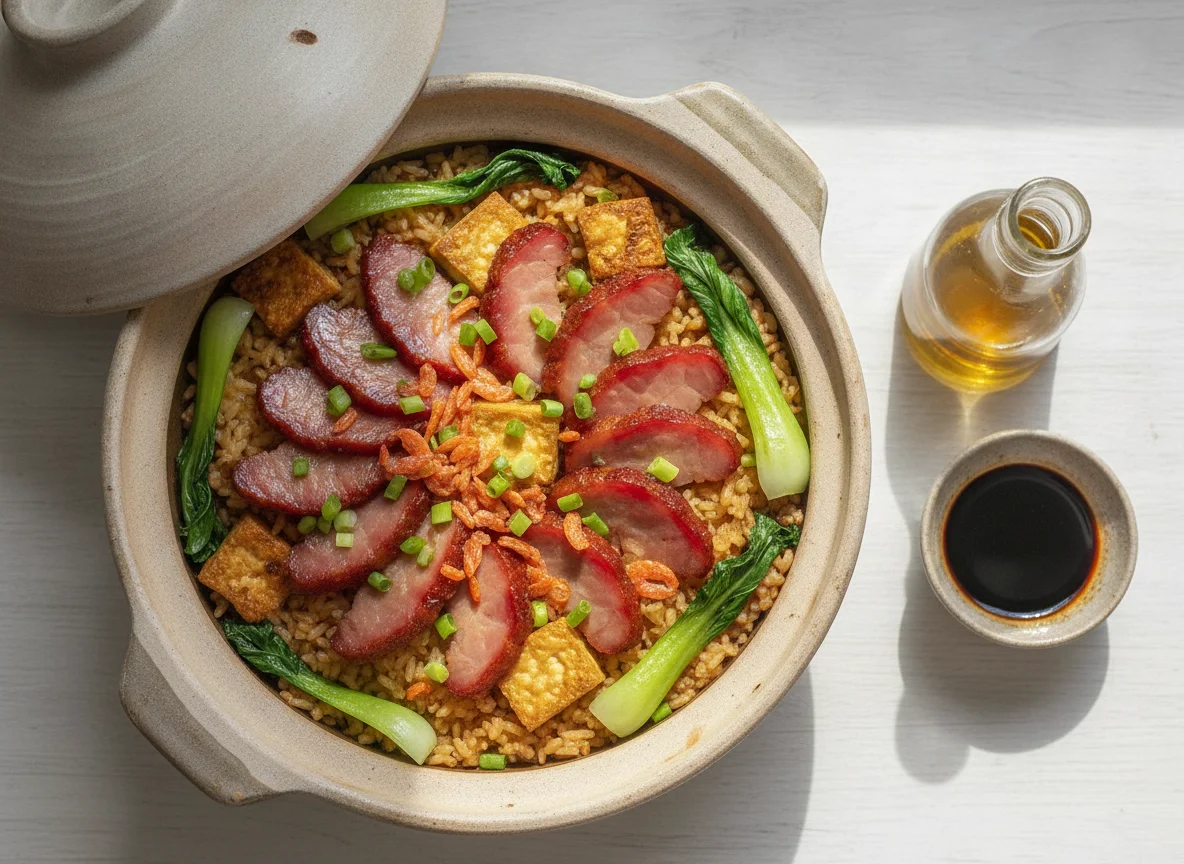 Claypot Rice with Char Siu, Tofu, and Dried Shrimp photo