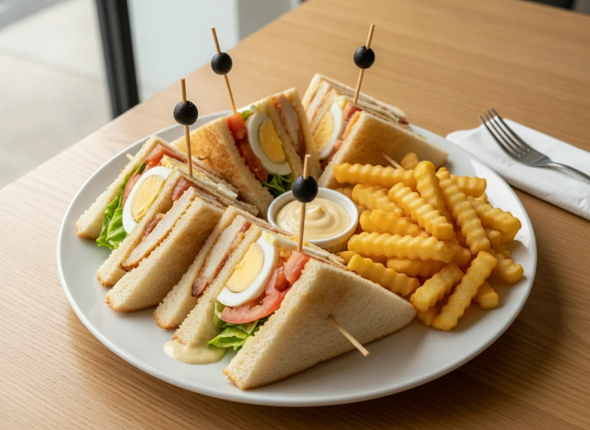 Club Sandwich with French Fries photo