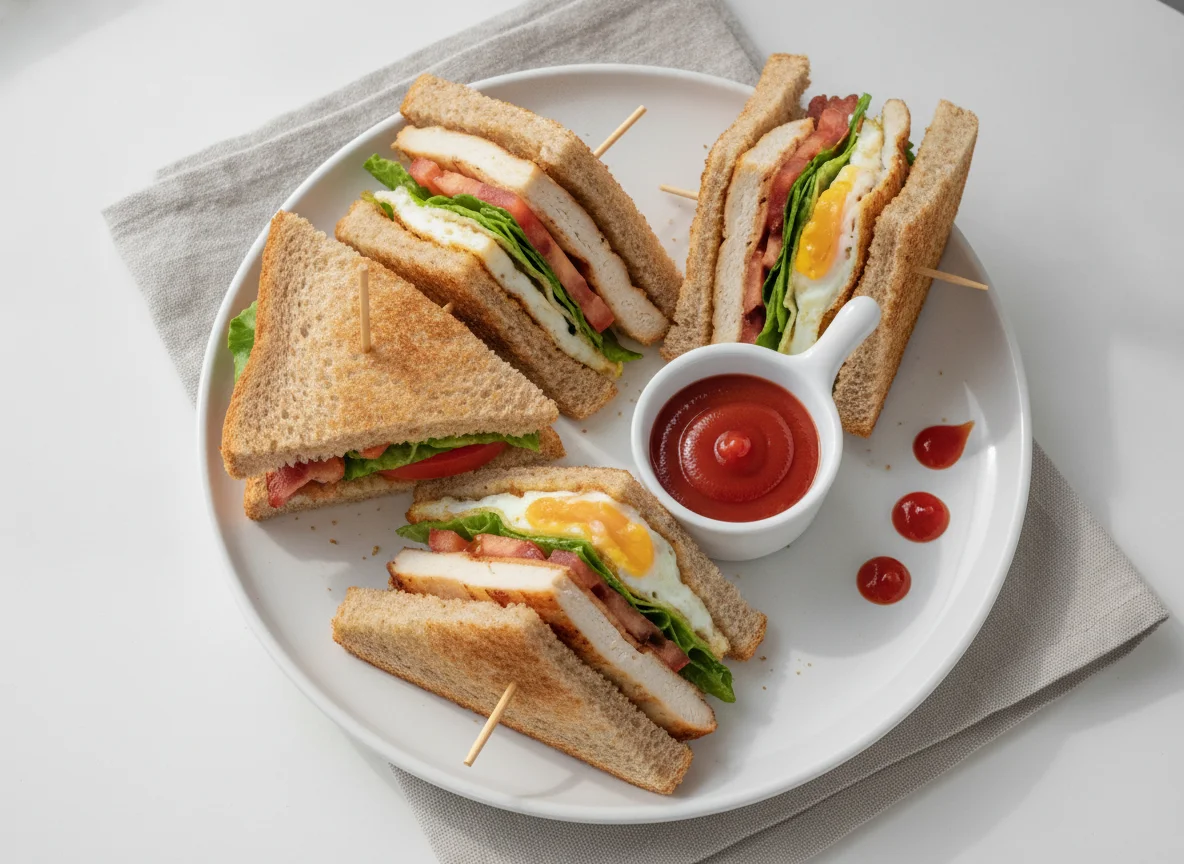 Club Sandwich with Ketchup photo
