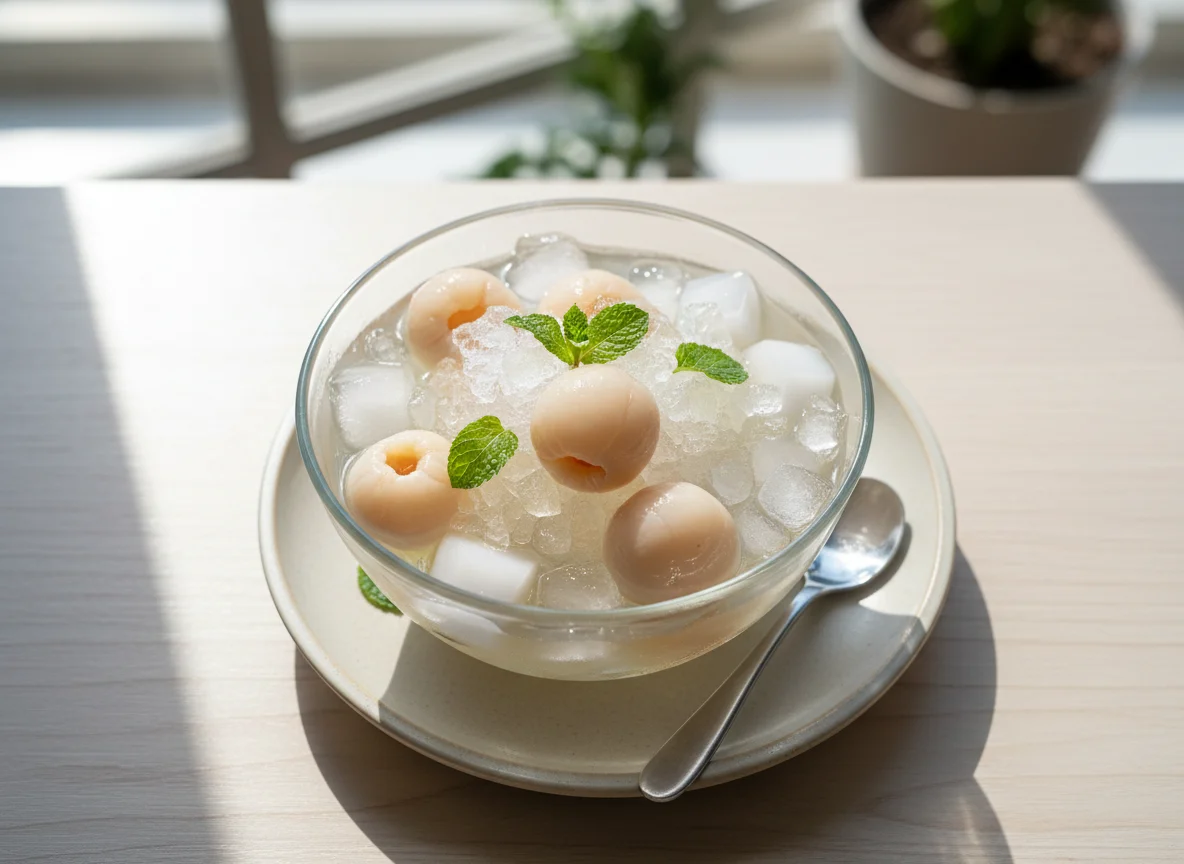 Coconut Jelly and Lychee Dessert photo