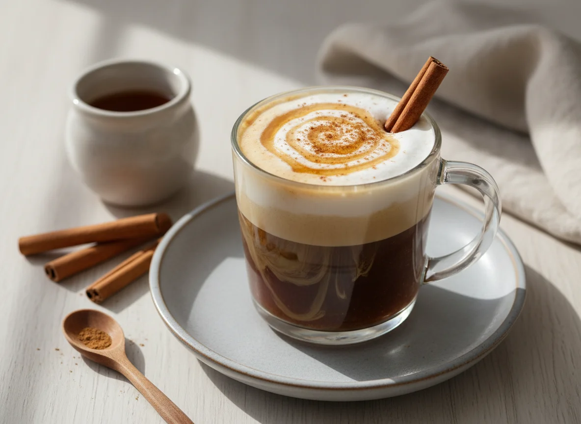Coconut Milk Coffee with Honey and Cinnamon photo