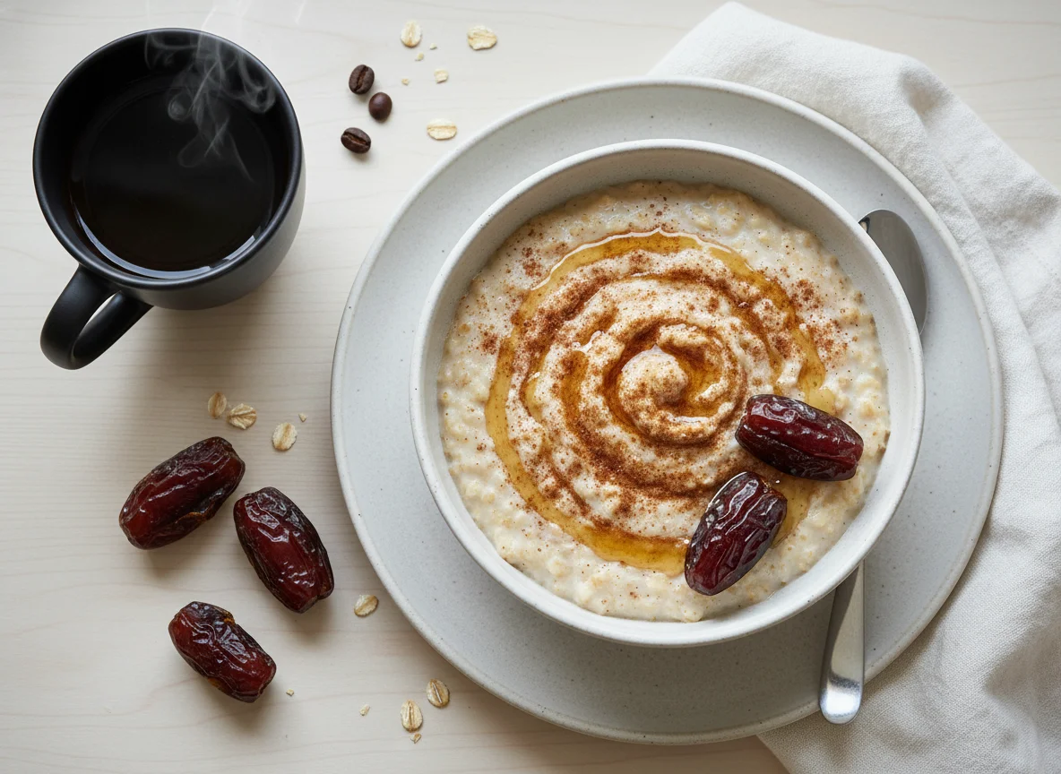 Coffee and Oatmeal with Date photo