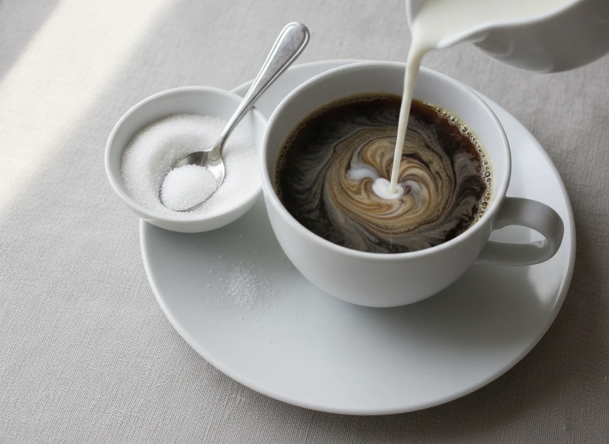 Coffee with Creamer and Sugar photo