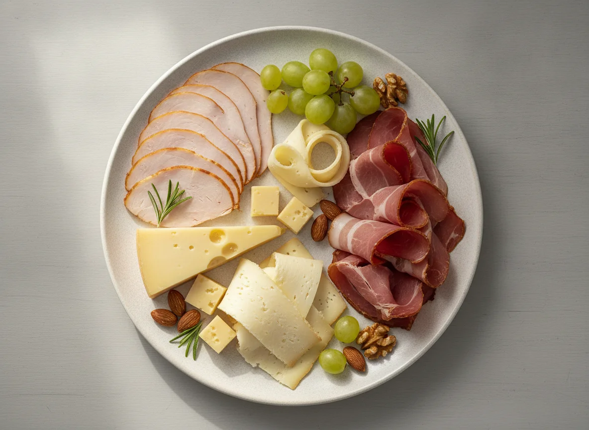 Cold cuts and cheese platter photo
