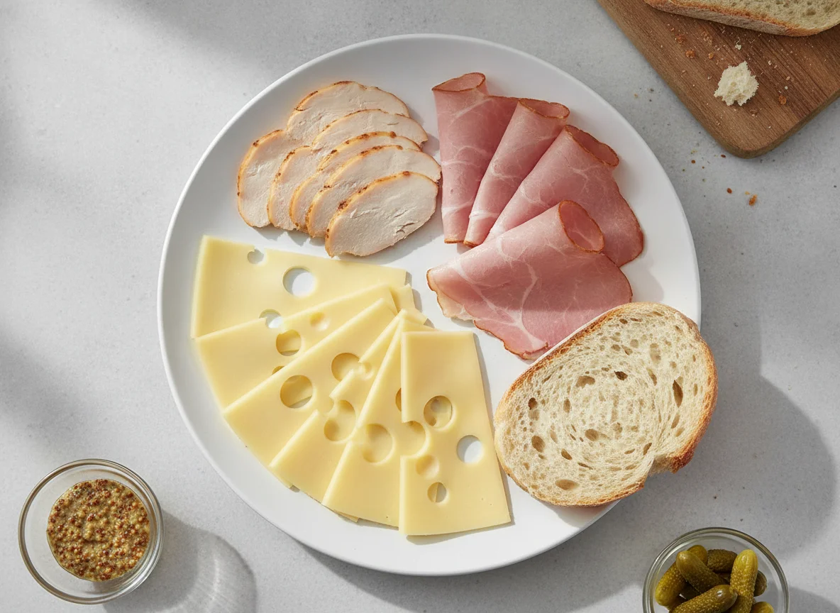 Cold cuts platter with bread photo