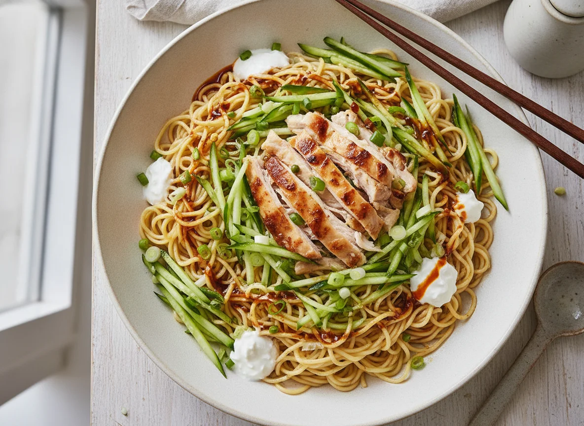Cold Noodles with Shredded Chicken and Cucumber photo