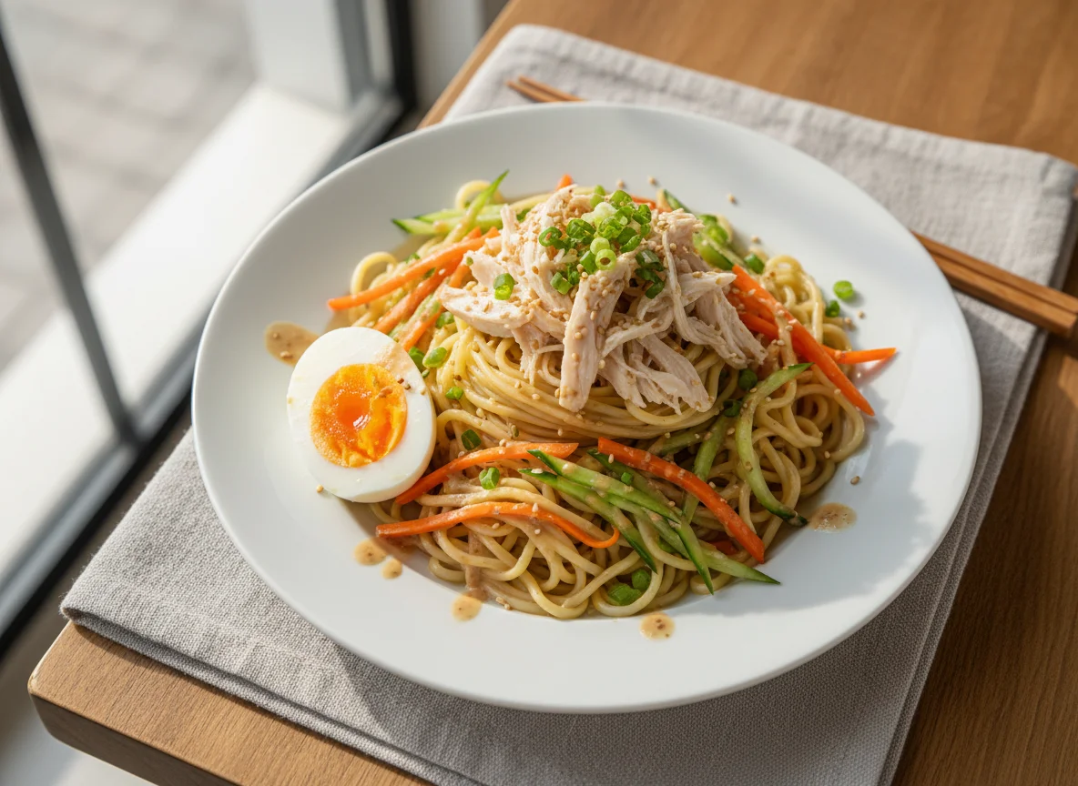 Cold Noodles with Shredded Chicken and Vegetables photo
