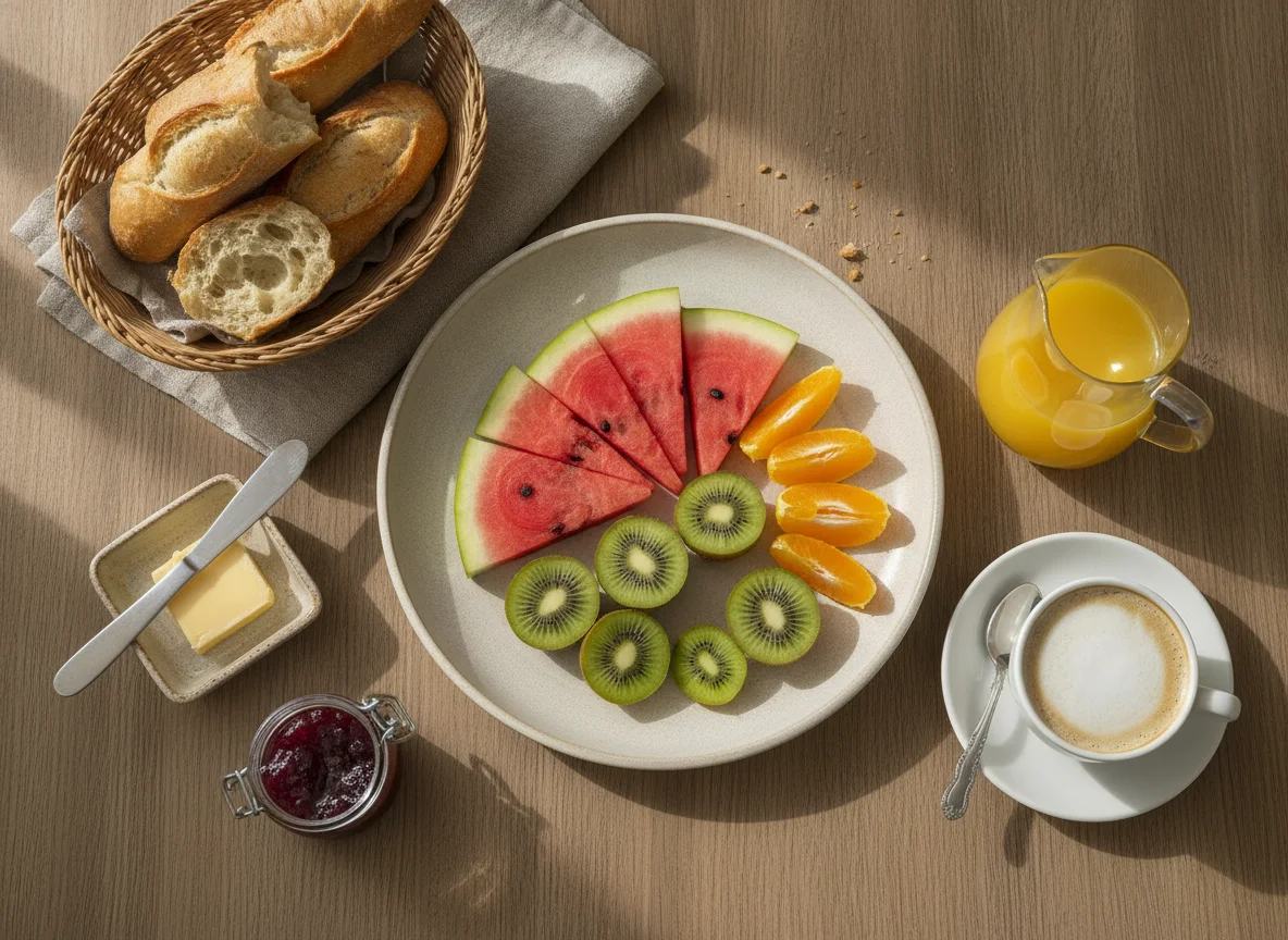 Continental Breakfast with Fruit and Coffee photo
