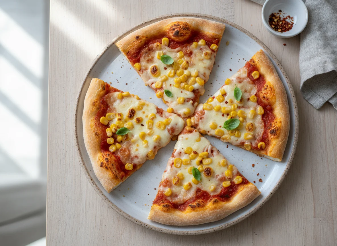 Corn and Cheese Pizza Slices photo