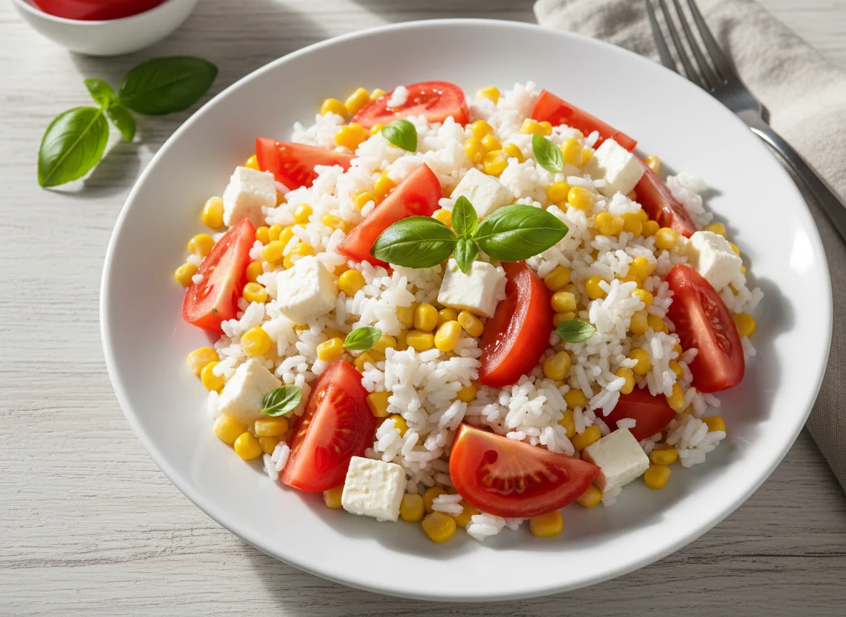 Corn, Rice, Tomato, and Cheese Salad photo
