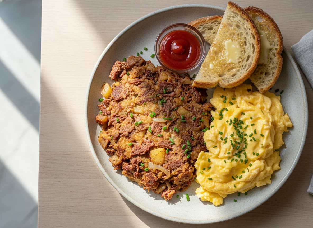 Corned Beef Hash with Scrambled Eggs photo