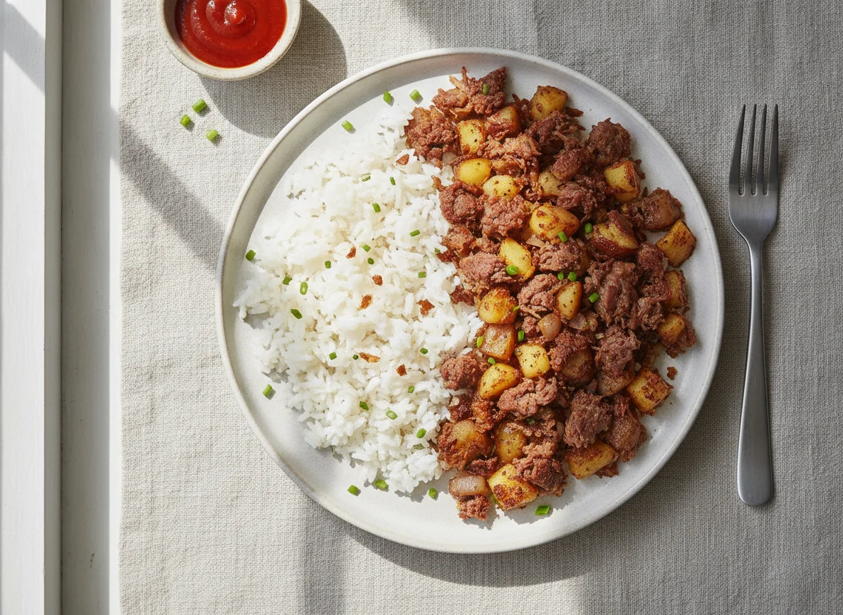 Corned Beef Hash with White Rice photo