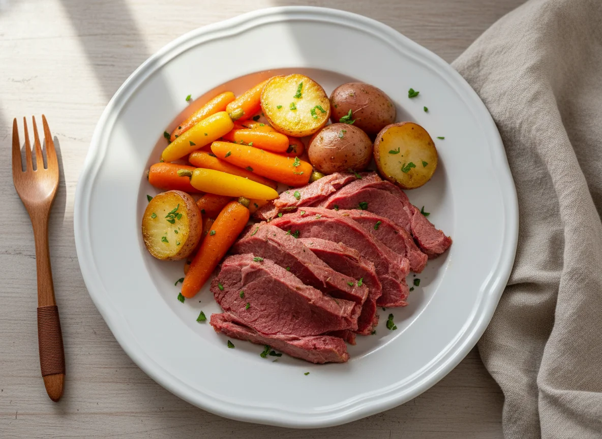 Corned Beef with Potatoes and Carrots photo