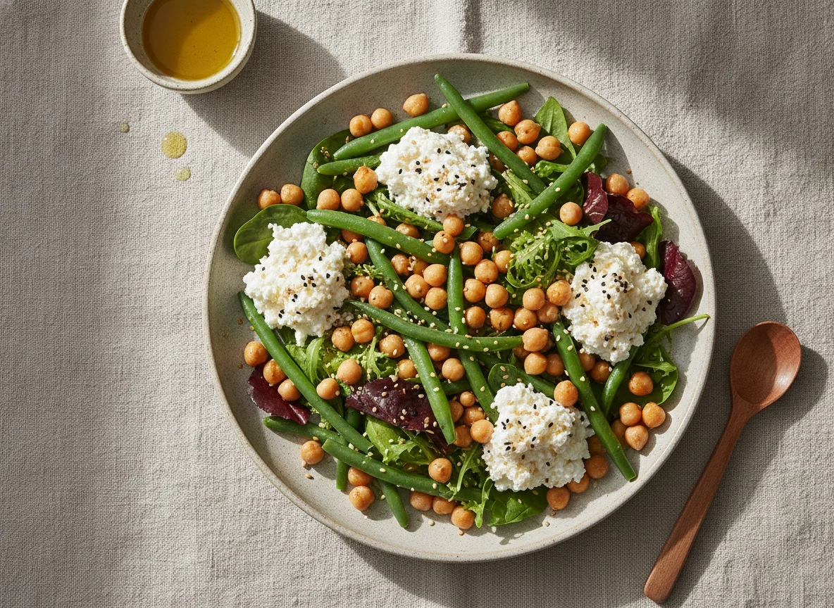 Cottage cheese and chickpea salad photo