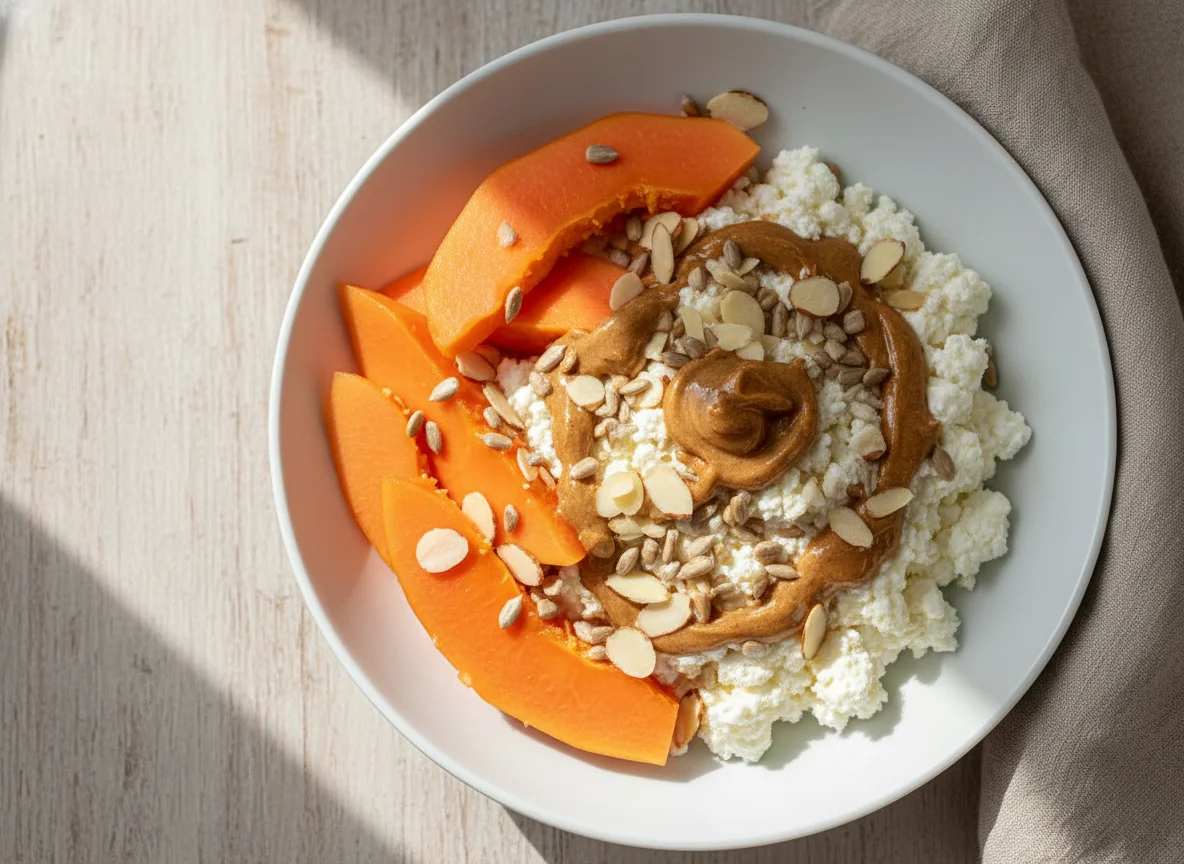 Cottage Cheese with Fruit, Nuts and Seed Butter photo