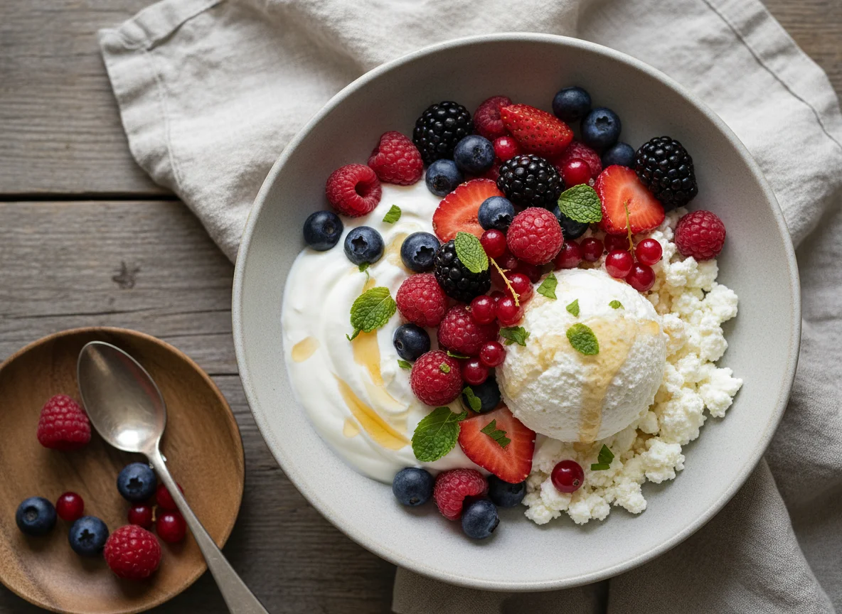Cottage Cheese with Mixed Berries photo