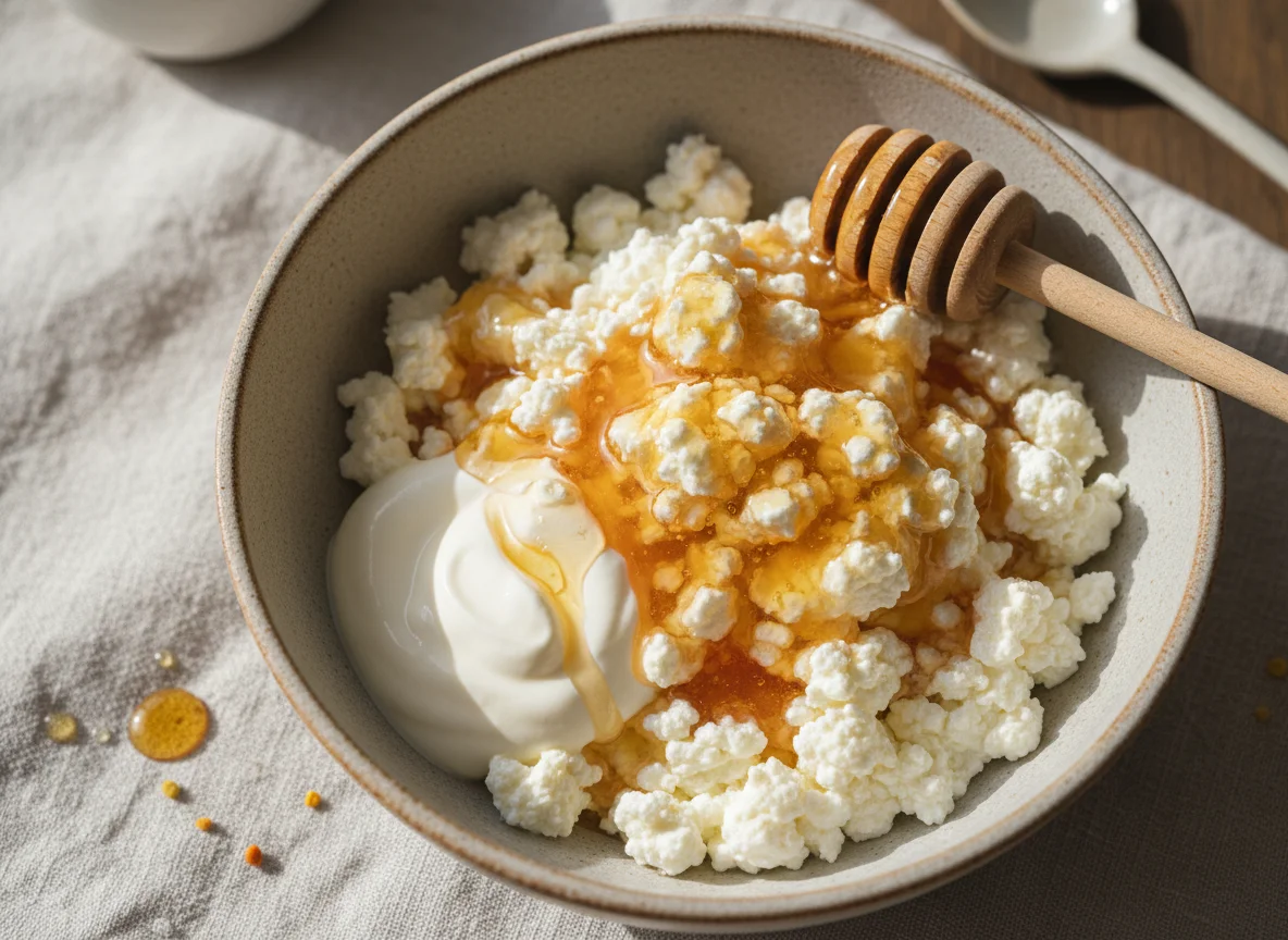 Cottage Cheese with Sour Cream and Honey photo