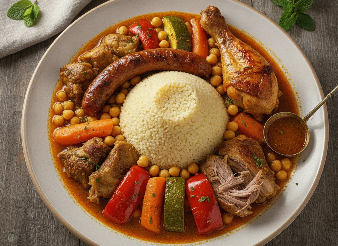 Couscous Royal with Merguez, Chicken, and Lamb photo