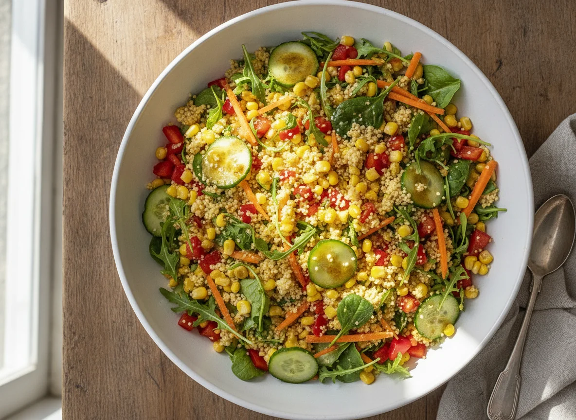 Couscous salad with mixed vegetables photo