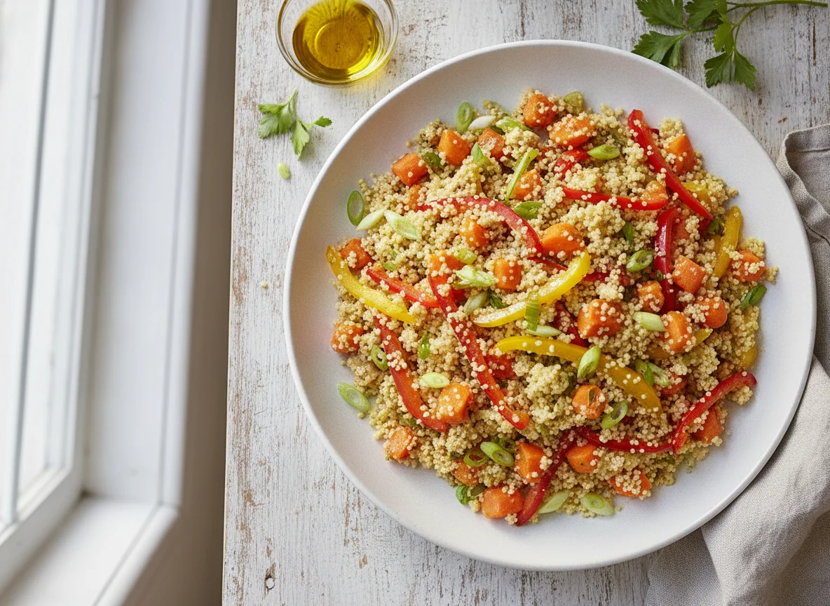 Couscous salad with vegetables photo
