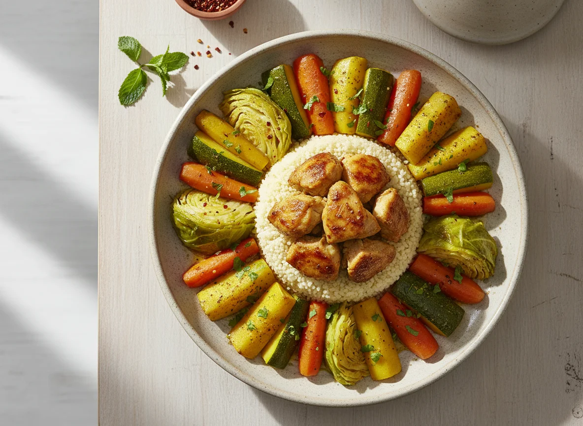 Couscous with Mixed Vegetables and Chicken photo