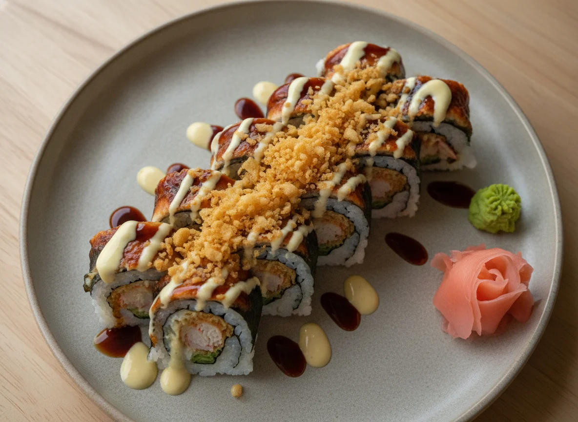 Crab and Eel Roll with Truffle Aioli photo