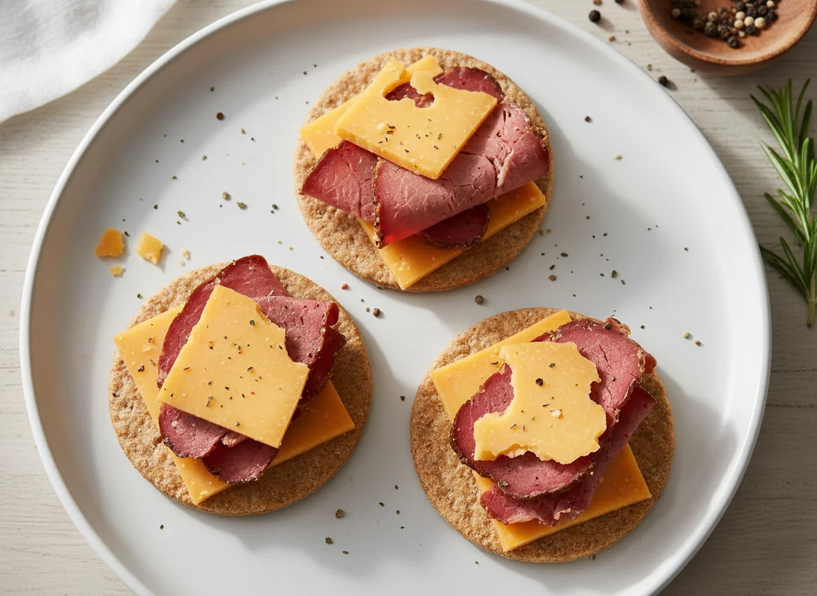 Cracker with Cheese and Deli Meat photo