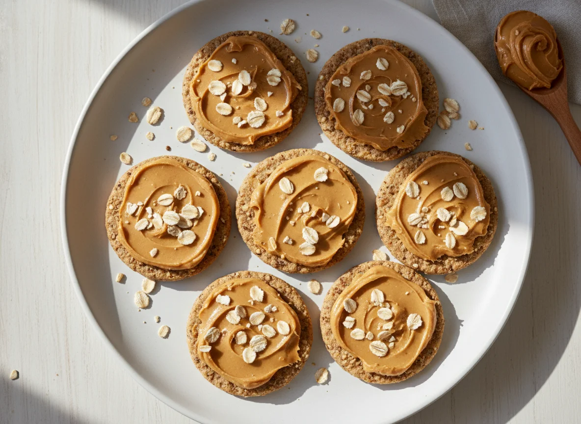 Cracker with Peanut Butter and Oats photo