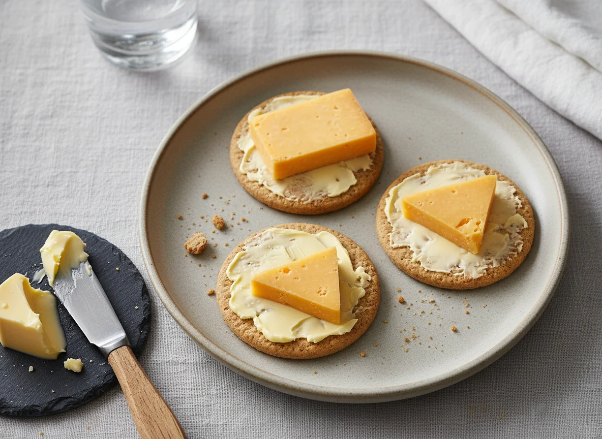 Crackers with Cheese and Butter photo