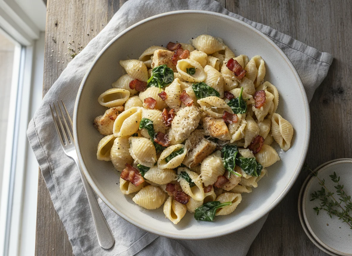 Creamy Chicken and Bacon Pasta Shells photo
