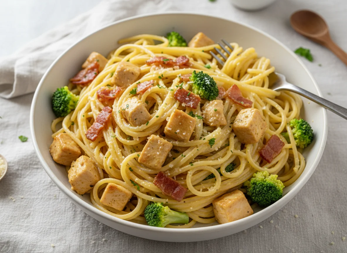 Creamy Chicken and Bacon Pasta with Broccoli photo