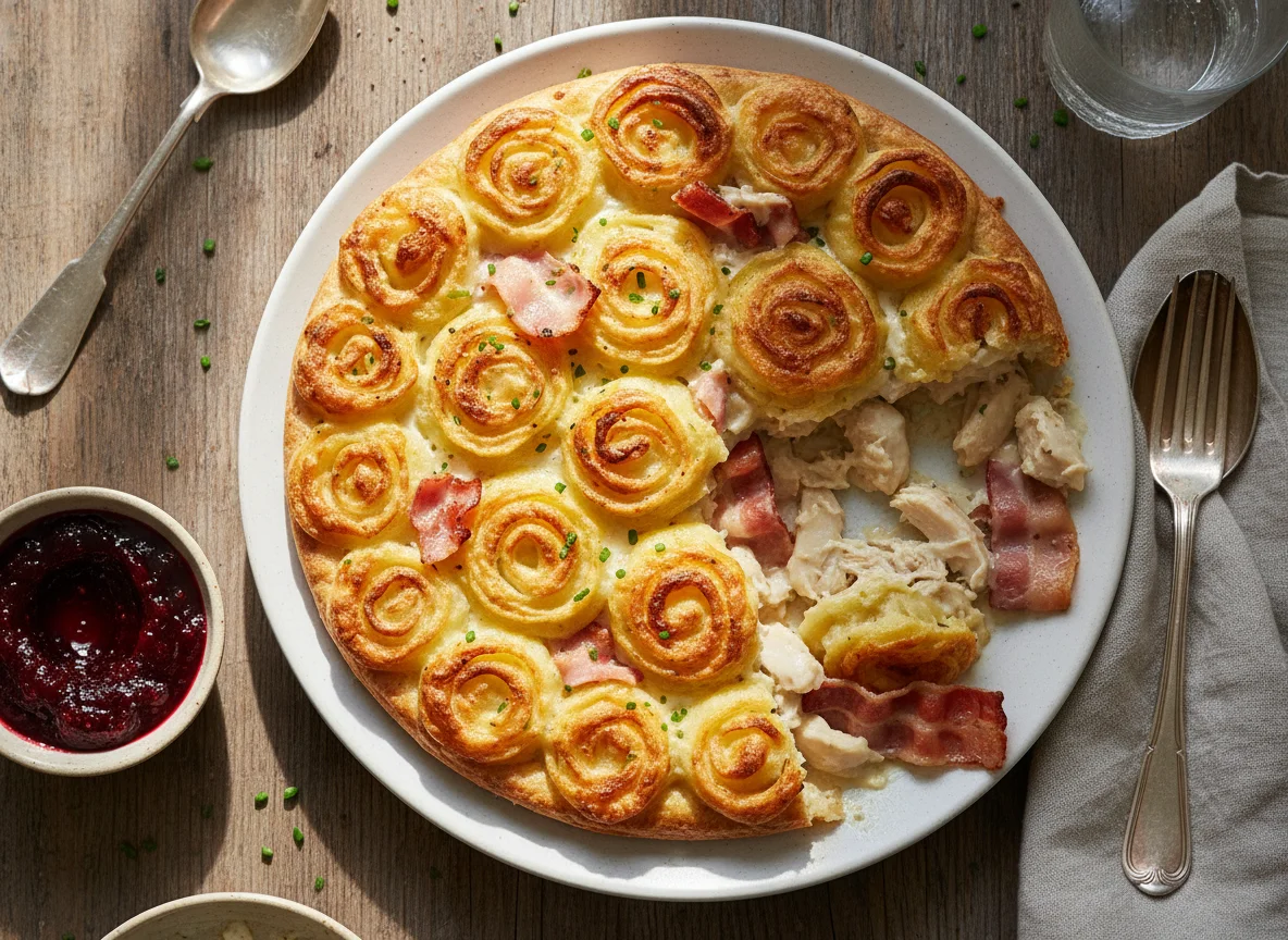 Creamy Chicken and Bacon Pie with Potato Topping photo
