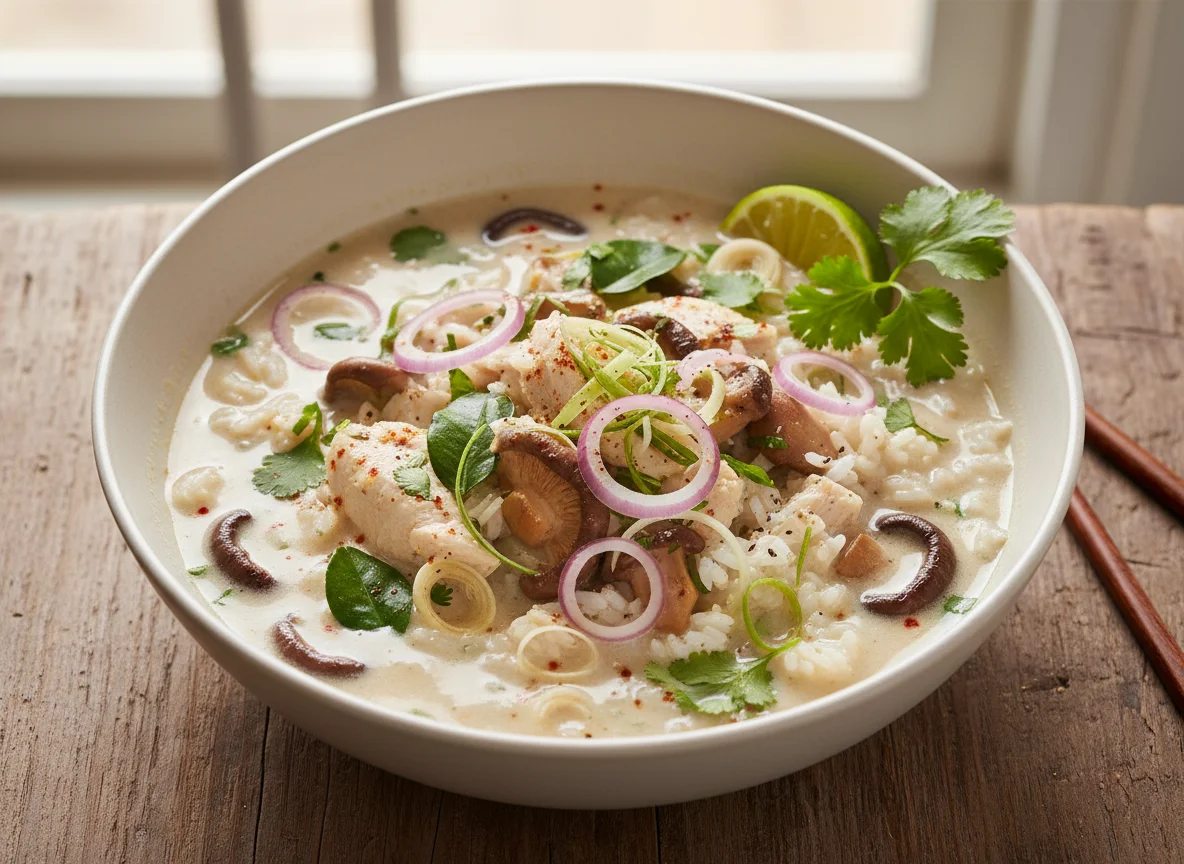 Creamy Chicken and Mushroom Soup with Rice photo