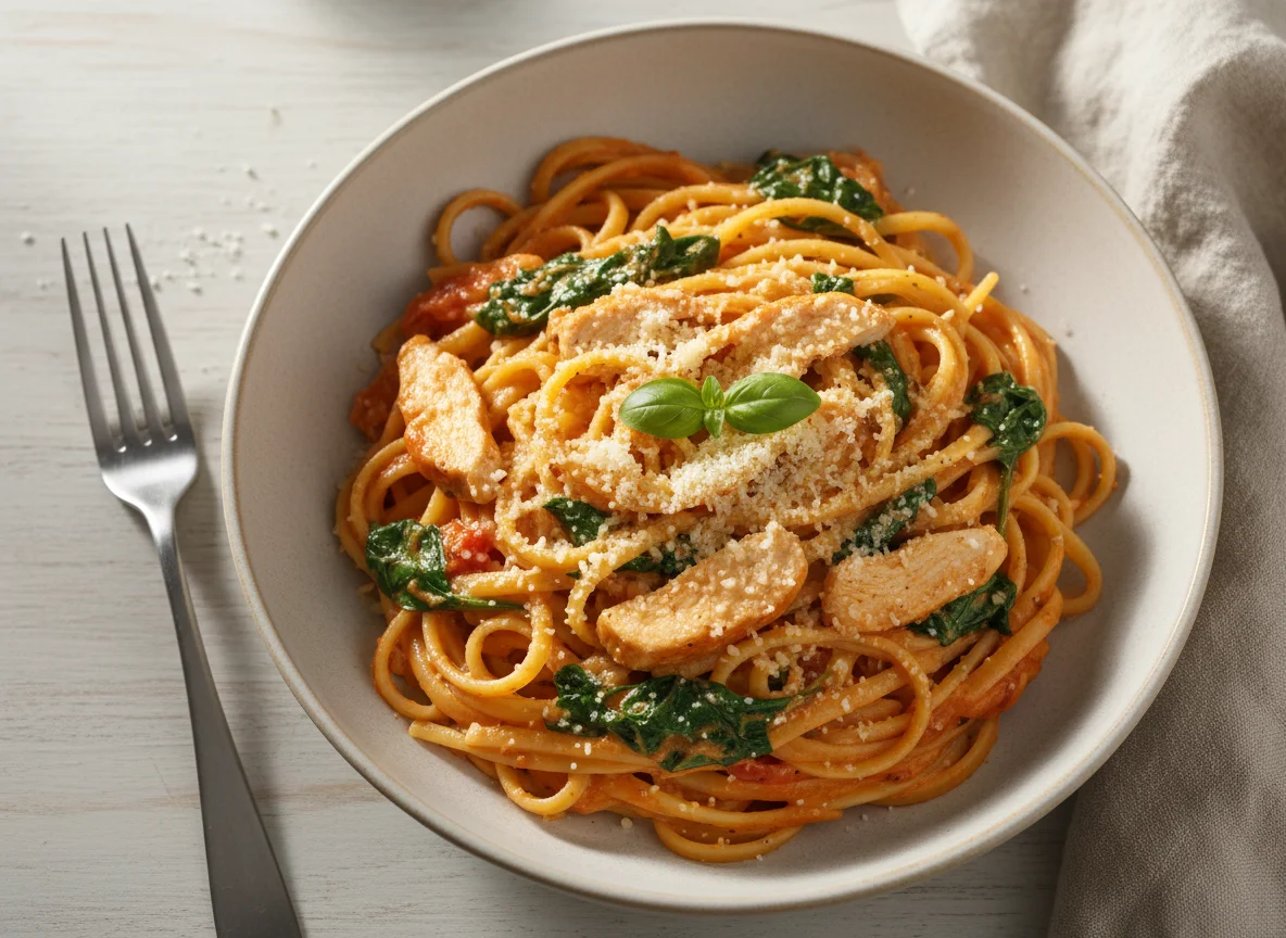 Creamy Chicken and Spinach Pasta photo