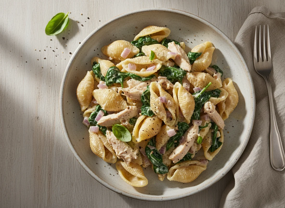Creamy Chicken and Spinach Pasta Shells photo