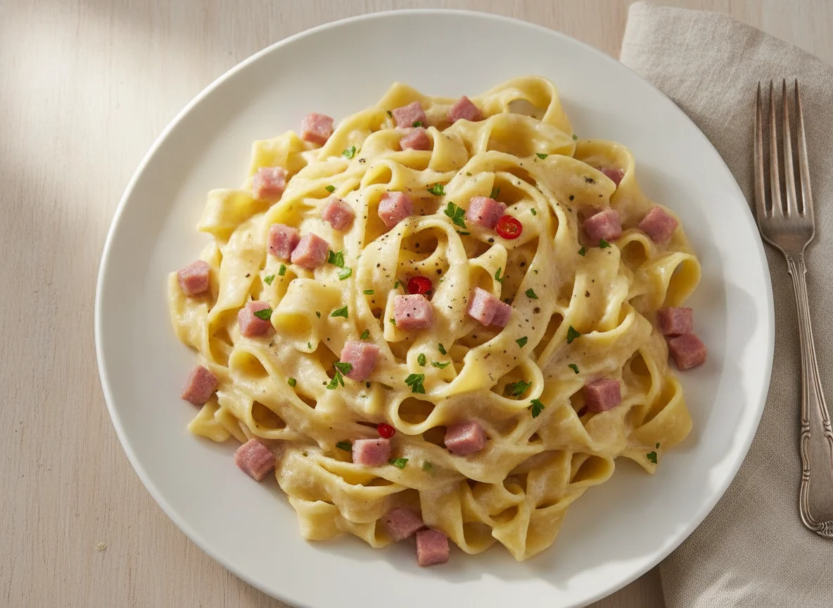 Creamy Ham and Egg Noodles photo